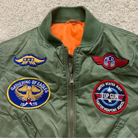 Boy's ALPHA INDUSTRIES Olive Green MA-1 Military AIR FORCE Flight JACKET S - Picture 2 of 9